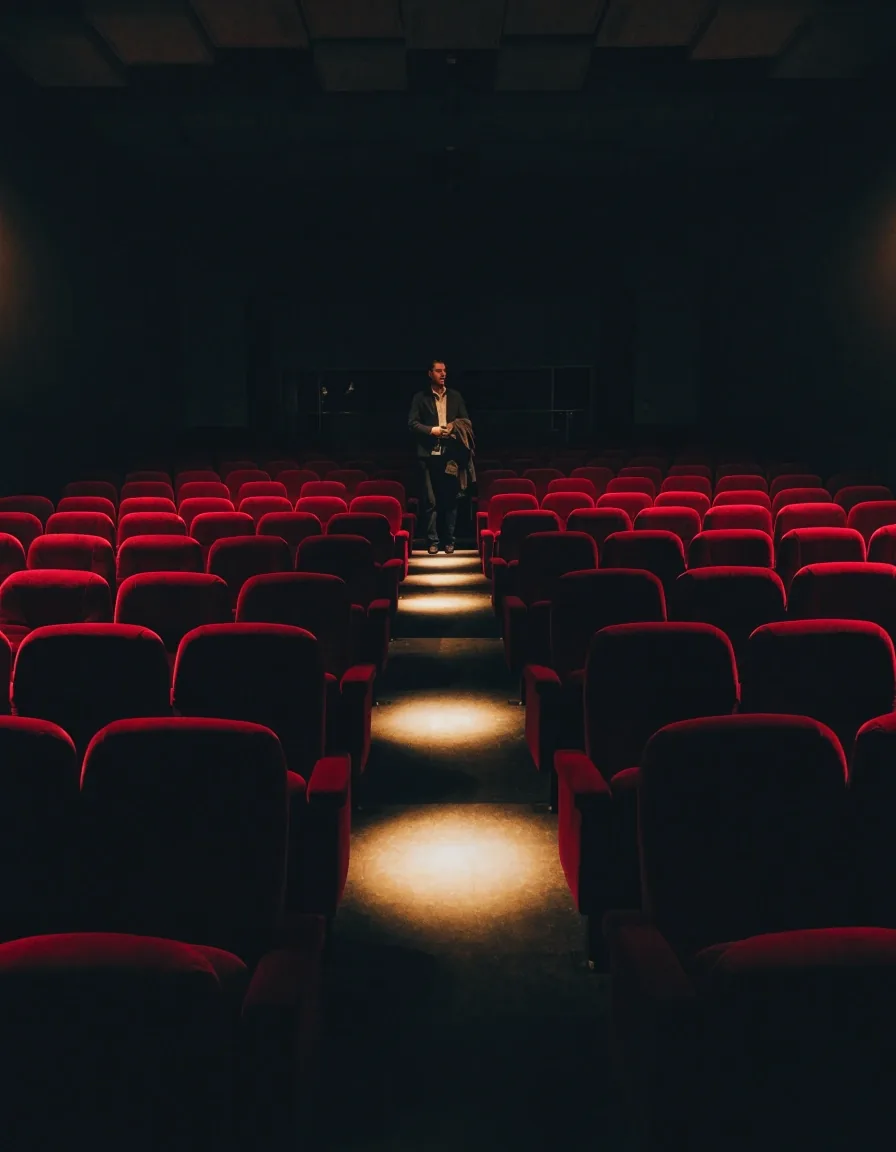 Sala de cine independiente antes de la proyección, referencia del catálogo de autor
